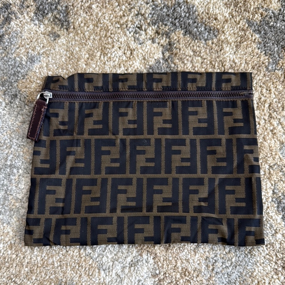 Fendi Brown and Black Monogram Pouch